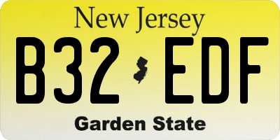NJ license plate B32EDF