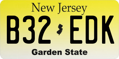 NJ license plate B32EDK