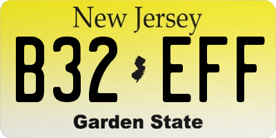 NJ license plate B32EFF