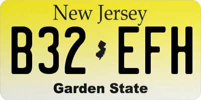 NJ license plate B32EFH