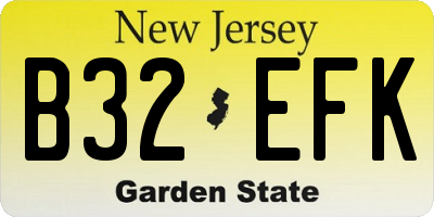 NJ license plate B32EFK