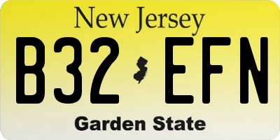 NJ license plate B32EFN