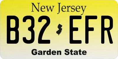 NJ license plate B32EFR