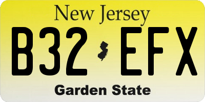 NJ license plate B32EFX