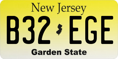 NJ license plate B32EGE
