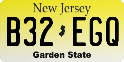 NJ license plate B32EGQ