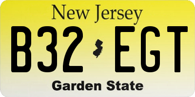 NJ license plate B32EGT