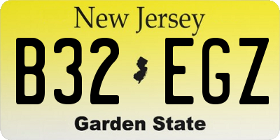 NJ license plate B32EGZ