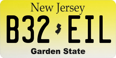 NJ license plate B32EIL