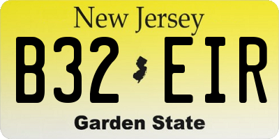 NJ license plate B32EIR