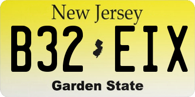 NJ license plate B32EIX