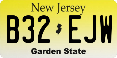 NJ license plate B32EJW