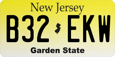 NJ license plate B32EKW