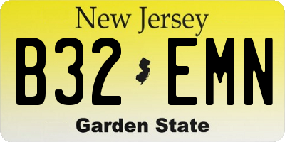 NJ license plate B32EMN