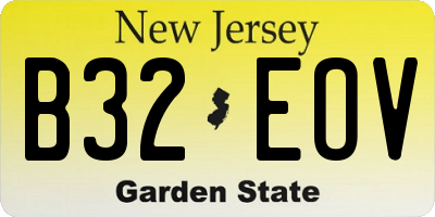 NJ license plate B32EOV