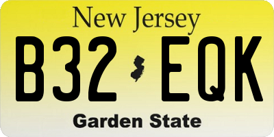 NJ license plate B32EQK