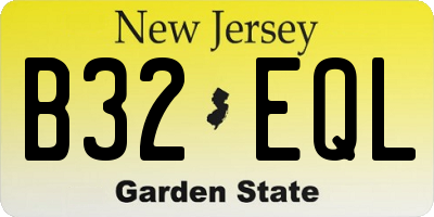 NJ license plate B32EQL
