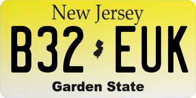 NJ license plate B32EUK