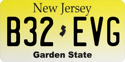 NJ license plate B32EVG