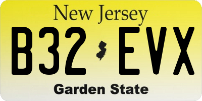NJ license plate B32EVX