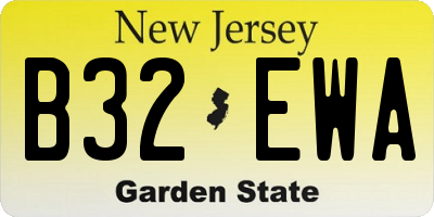 NJ license plate B32EWA