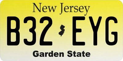 NJ license plate B32EYG