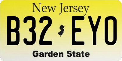 NJ license plate B32EYO