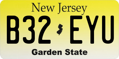 NJ license plate B32EYU