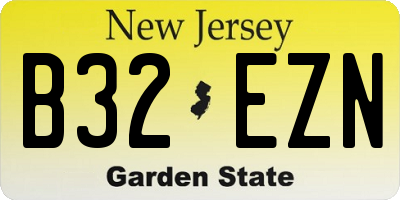 NJ license plate B32EZN