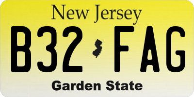NJ license plate B32FAG