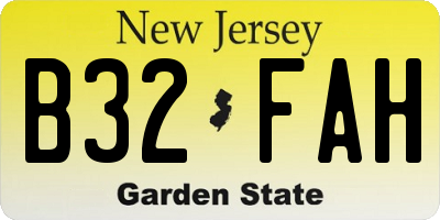 NJ license plate B32FAH