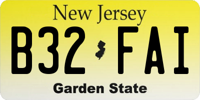 NJ license plate B32FAI