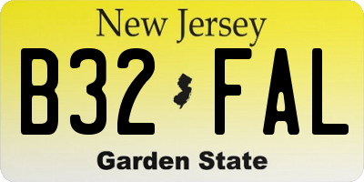 NJ license plate B32FAL