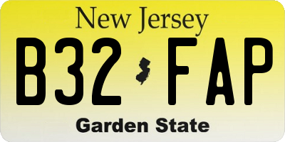 NJ license plate B32FAP