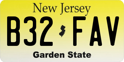 NJ license plate B32FAV