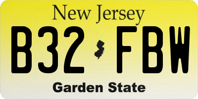 NJ license plate B32FBW