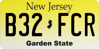 NJ license plate B32FCR