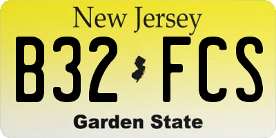 NJ license plate B32FCS