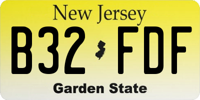 NJ license plate B32FDF