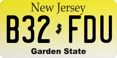 NJ license plate B32FDU