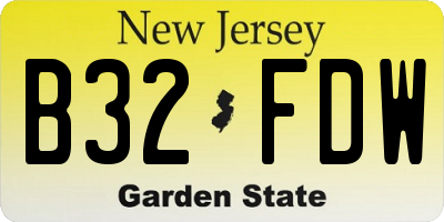 NJ license plate B32FDW