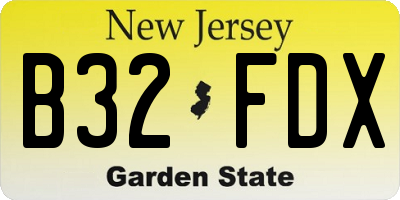 NJ license plate B32FDX