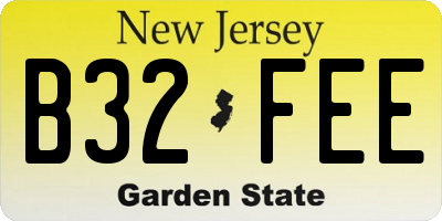 NJ license plate B32FEE