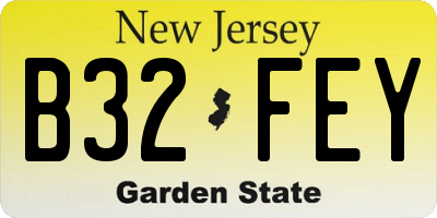 NJ license plate B32FEY