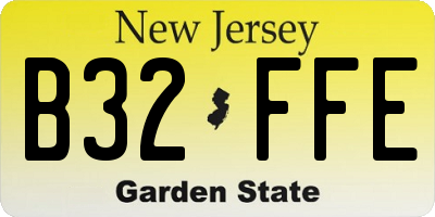 NJ license plate B32FFE