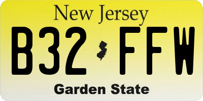 NJ license plate B32FFW