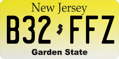 NJ license plate B32FFZ