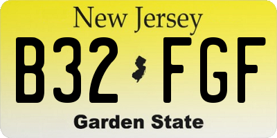 NJ license plate B32FGF