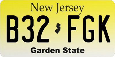 NJ license plate B32FGK