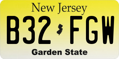 NJ license plate B32FGW